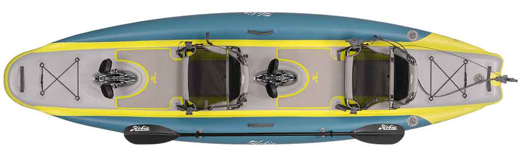 Hobie itrek 14 duo inflatable kayak top view
